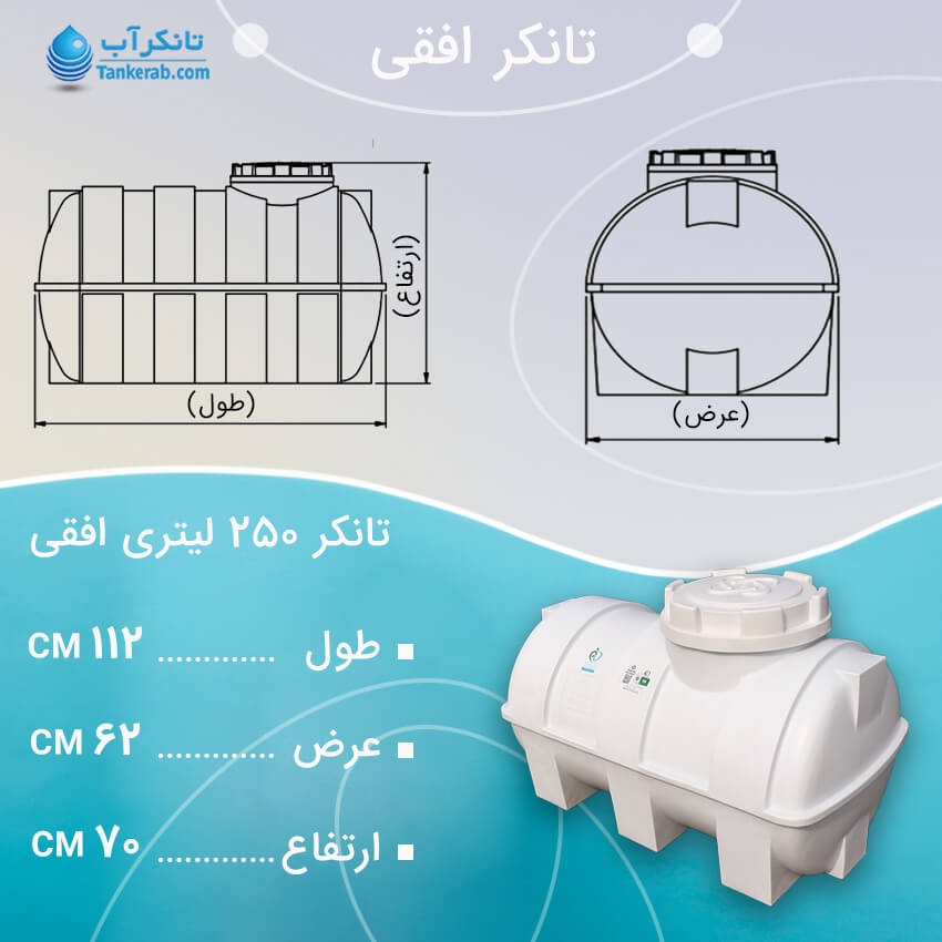 تانکر آب 250 لیتری افقی