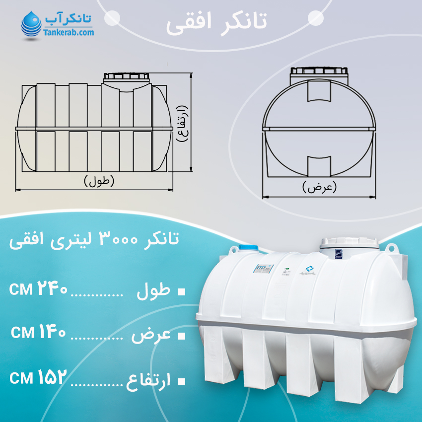تانکر آب 3000 لیتری افقی