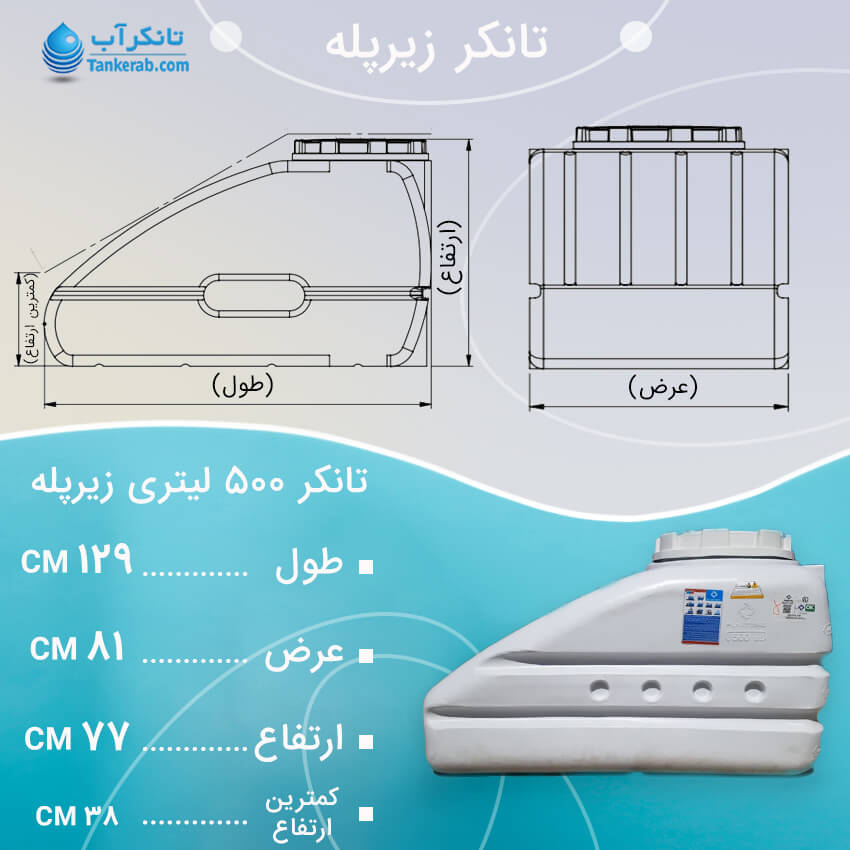 تانکر آب 500 لیتری زیرپله